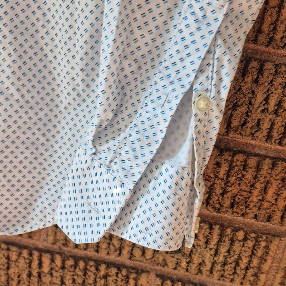 Express Men's Light Blue Patterned Button-Down Sh… - image 3